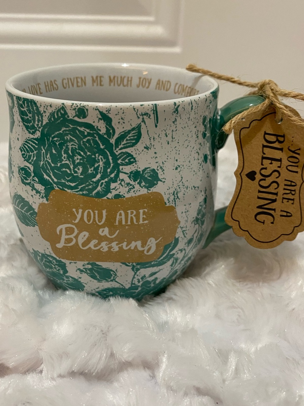🆕You Are A Blessing Ceramic Mug in Teal & White with Verse inside Mug - NIB